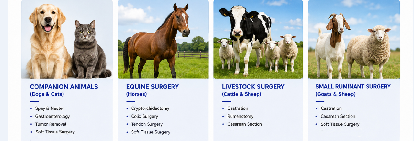 YYFmed vessel sealing applications for companion animals, horses, cattle, sheep and goats